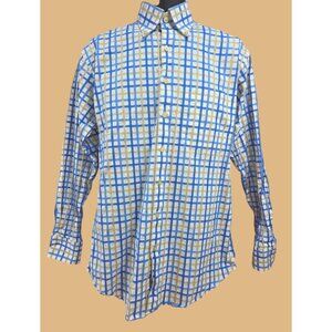 Orvis Mens Button-Down Shirt Medium Blue & Beige